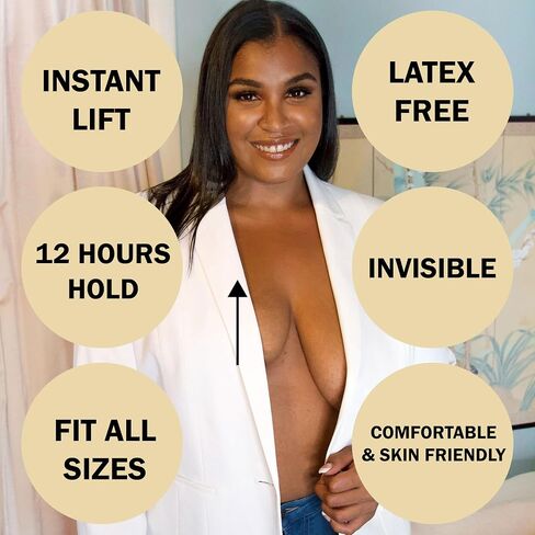 شريط BOOB TAPE الأصلي مع أغطية الحلمات، شريط الثدي للرفع والدعم، بدون حمالات، بدون ظهر، مقاوم للعرق، ثبات قوي in Saudi Arabia