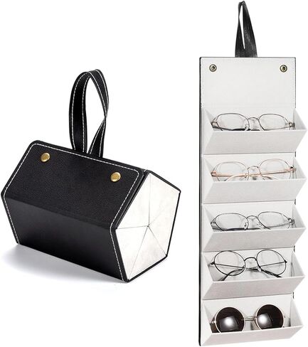 منظم النظارات الشمسية للسفر من RGMNT، صندوق النظارات المحمول 5 فتحات منظم النظارات وحقيبة النظارات in Kuwait