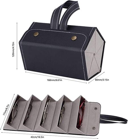 منظم النظارات الشمسية للسفر من RGMNT، صندوق النظارات المحمول 5 فتحات منظم النظارات وحقيبة النظارات in Kuwait