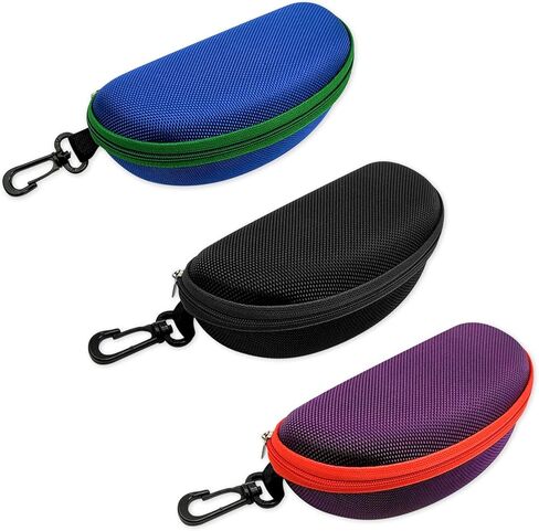 hautllaif 3Pcs Sunglasses Case, Portable Travel Zipper Eyeglasses Case Hook For Mens and womens in Kuwait