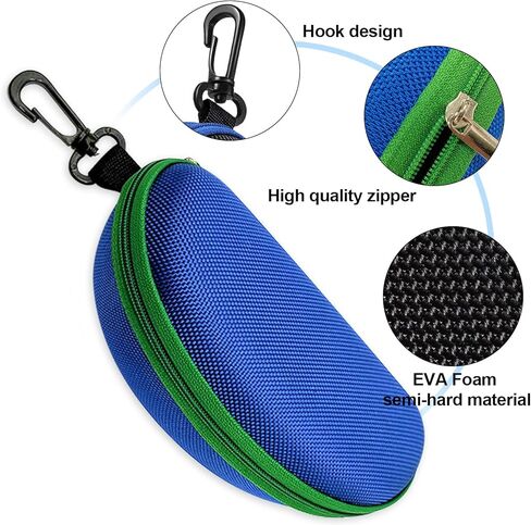 hautllaif 3Pcs Sunglasses Case, Portable Travel Zipper Eyeglasses Case Hook For Mens and womens in Kuwait