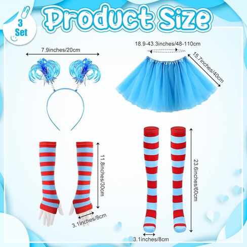 JieyueJewelry 12 Pcs Tulle Tutu Costume for Women Red Blue Tulle Tutus Skirts Striped Socks Stretchy Gloves Ponytails Headband in Kuwait