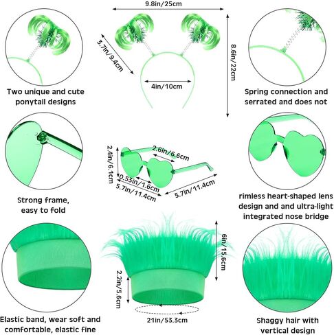 Yunsailing 24 Pcs Accessories Costume Women Hairy Headband Feathers Ponytails Headband Heart Shape Sunglasses Costume in Saudi Arabia