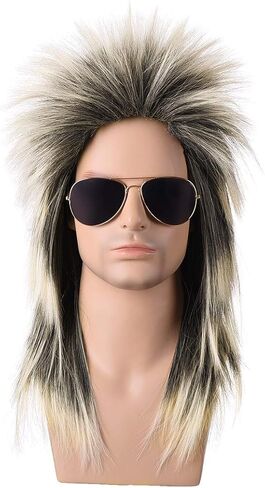 Zolisa 70s 80s Mullet Wig Unisex Rocker Spiked Wig Halloween Costume Color Gradient Punk Wig(Glam Rock Wig) in Saudi Arabia