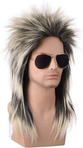 Zolisa 70s 80s Mullet Wig Unisex Rocker Spiked Wig Halloween Costume Color Gradient Punk Wig(Glam Rock Wig) in Saudi Arabia