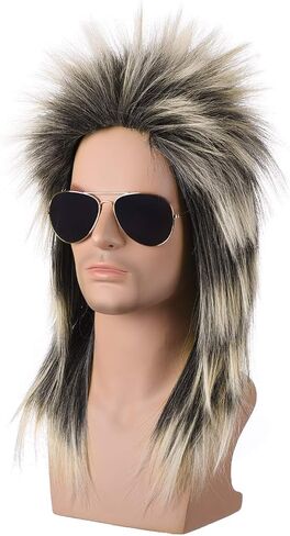Zolisa 70s 80s Mullet Wig Unisex Rocker Spiked Wig Halloween Costume Color Gradient Punk Wig(Glam Rock Wig) in Saudi Arabia