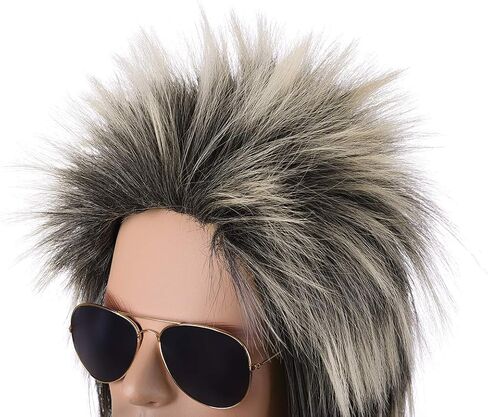 Zolisa 70s 80s Mullet Wig Unisex Rocker Spiked Wig Halloween Costume Color Gradient Punk Wig(Glam Rock Wig) in Saudi Arabia