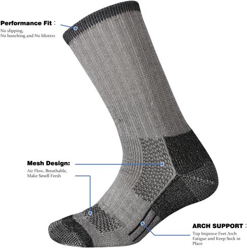 EnerWear Men's Merino Wool Cushion Trail Outdoor Crew Socks 4/6P Pack in Saudi Arabia