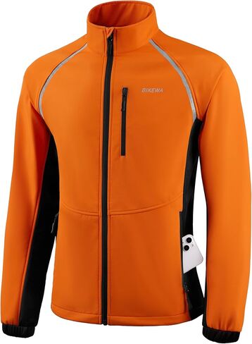 Bikewa Men's Winter Cycling Jackets Thermal Warm Water Resistant Running Bike Softshell Windproof Windbreaker in Kuwait