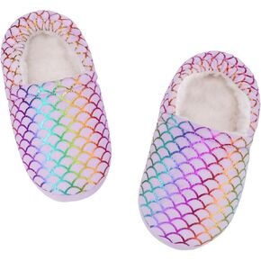 Girls Mermaid Princess Slippers Girls Glitter House Slippers No-Slip Memory Foam Slippers for Kids Memory Foam House Shoes (Little Kid/Big Kid) in Kuwait