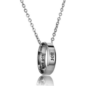 YEEQIN Mom Dad Daughter Son I Love You Ring Pendant Necklace Gifts For Family Member Ring Necklace