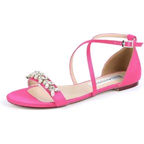 صنادل ELEGANTPARK FS2321 للنساء صنادل زفاف مفتوحة من الأمام لوصيفات العروس وصنادل بأشرطة من الساتان وحفلات الزفاف المسائية والصنادل الصيفية المسطحة in Kuwait