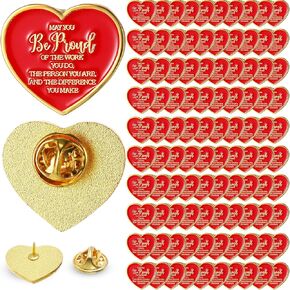 Tondiamo 100 Pcs Employee Appreciation Gifts Inspirational Motivational Quotes Heart Sign Lapel Pins Nurse Brooch Pocket Token Favors Clothing Pins for Women Nurses Coworker Teachers in Saudi Arabia