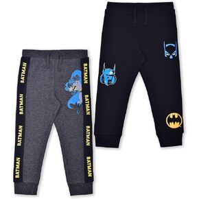Warner Bros. Batman Boys 2 Pack Joggers مع رباط للأطفال الصغار والصغار - رمادي/أسود in Kuwait