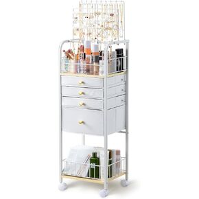 منظم حامل المجوهرات Lineware، منظم مكياج المجوهرات مع 4 أدراج لصندوق المجوهرات، منظم حامل مجوهرات كبير لحلق القرط والقلادة والسوار in Kuwait