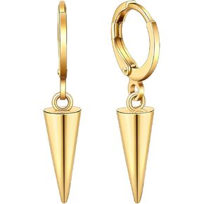 Ldurian Cross Spike Punk Earrings for Women - Lock Punk Hamsa Hand Drop Dangle Earrings - 14K Gold Plated CZ Starfish Huggie Drop Earrings