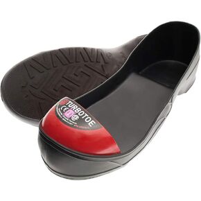 IMPACTO® TURBOTOE Steel Toe Cap Overshoes Red Toe Lrg M13-16, W12-13 - Protects Toe from Impact/Crushing - Comfortable Over Shoes & Boots - Flexible PVC, Non-Slip Treads & 100% Waterproof - Meets ISO in Kuwait