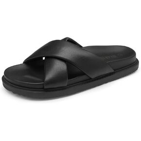 DREAM PAIRS Women's Crisscross Open Toe Slide Sandals Flat Comfort Slip on Sandals