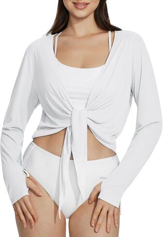 BALEAF Women's Tie Front Beach Cover Up UPF 50+ Cropped Lightweight Summer Cardigan Sun Wrap SPF Sun Shirts Outdoor in Saudi Arabia