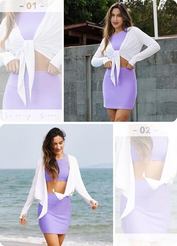 BALEAF Women's Tie Front Beach Cover Up UPF 50+ Cropped Lightweight Summer Cardigan Sun Wrap SPF Sun Shirts Outdoor in Saudi Arabia