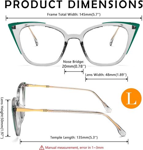FEISEDY Oversized Cat Eye Glasses Frame Classic Eyeglasses with Clear Lens Eyewear for Women Men B0066 in Saudi Arabia