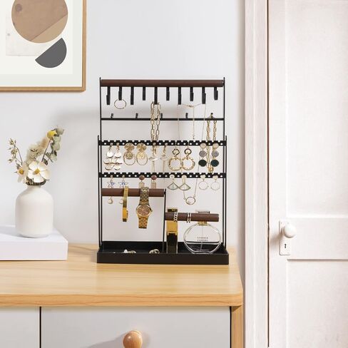 ProCase Set of 4 Stackable Jewelry Organizer Trays for Drawers Bundle with 6 Tier Jewelry Stand Necklace Holder in Saudi Arabia
