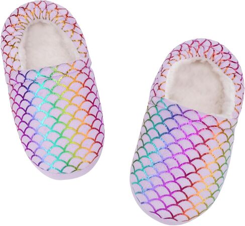 Girls Mermaid Princess Slippers Girls Glitter House Slippers No-Slip Memory Foam Slippers for Kids Memory Foam House Shoes (Little Kid/Big Kid) in Kuwait