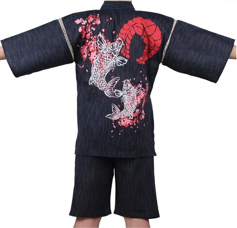 FANCY PUMPKIN Jinbei Men's Japanese Yukata Japanese Kimono Home Robe Pajamas Dressing Gown in Kuwait