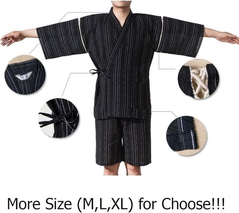 FANCY PUMPKIN Jinbei Men's Japanese Yukata Japanese Kimono Home Robe Pajamas Dressing Gown in Kuwait