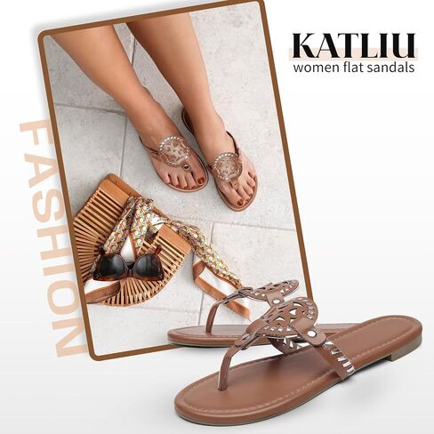 katliu Women's Flat Sandals Flip Flop Thong Sandals Cute Dressy Sandals in Saudi Arabia