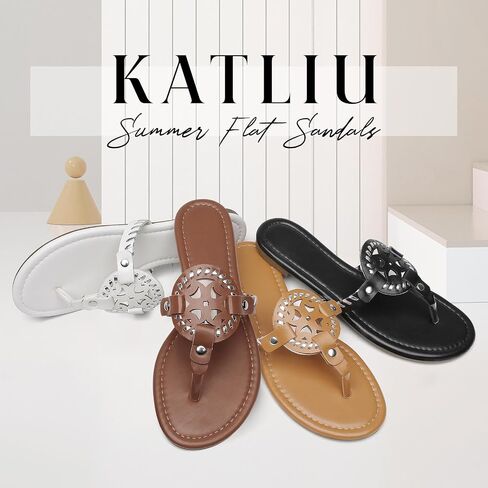 katliu Women's Flat Sandals Flip Flop Thong Sandals Cute Dressy Sandals in Saudi Arabia