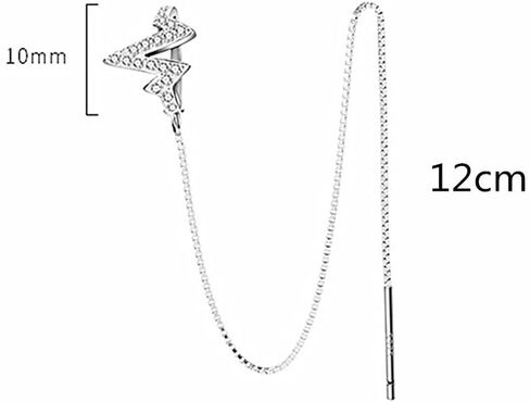Sither Silver Cuff Chain Earrings for Women Cuff Crystal Earrings with Tassel Drop Dangle Bar Earrings Jewelry for Halloween Christmas Gift(1piece) in Saudi Arabia