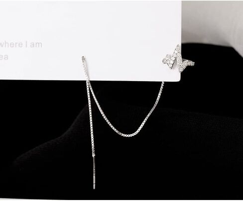 Sither Silver Cuff Chain Earrings for Women Cuff Crystal Earrings with Tassel Drop Dangle Bar Earrings Jewelry for Halloween Christmas Gift(1piece) in Saudi Arabia