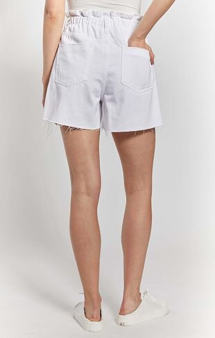 O A T NEW YORK Women's High Rise Denim Elastic Waist Short, with Five Functional Pockets and Front Button Closure in Kuwait