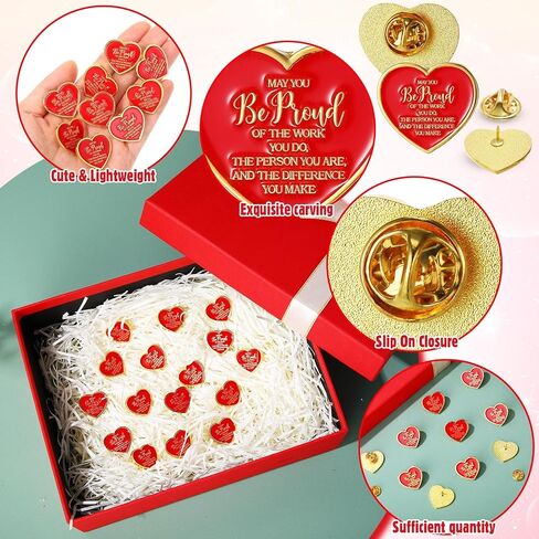 Tondiamo 100 Pcs Employee Appreciation Gifts Inspirational Motivational Quotes Heart Sign Lapel Pins Nurse Brooch Pocket Token Favors Clothing Pins for Women Nurses Coworker Teachers in Saudi Arabia