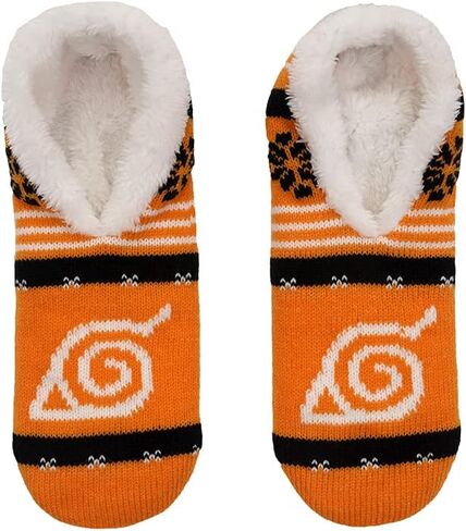 Everything Legwear Naruto Shippuden Hidden Leaf Fair Isle Plush Slip On Socks - One Size Fits Most (1 Pair) in Saudi Arabia
