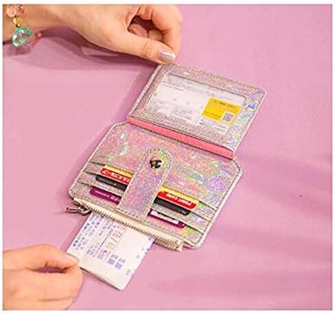 حامل بطاقات الائتمان اللامع ثلاثي الأبعاد بخاصية تحديد الهوية بموجات الراديو، محفظة رفيعة للنساء والفتيات in Kuwait