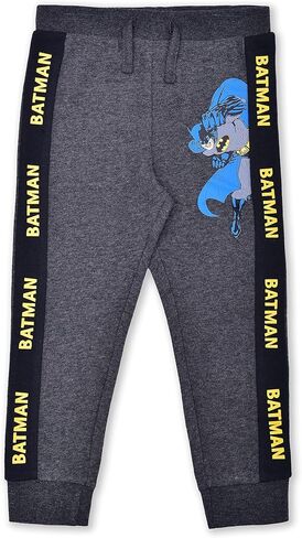 Warner Bros. Batman Boys 2 Pack Joggers مع رباط للأطفال الصغار والصغار - رمادي/أسود in Kuwait