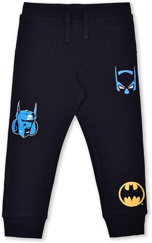 Warner Bros. Batman Boys 2 Pack Joggers مع رباط للأطفال الصغار والصغار - رمادي/أسود in Kuwait