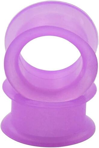 Pair 3/4" (19MM) PURPLE SILICONE EYELET TUNNELS Double Flare Gauges Thin Soft Flexible Flesh Plugs (2pcs), Silicone, no gemstone in Kuwait