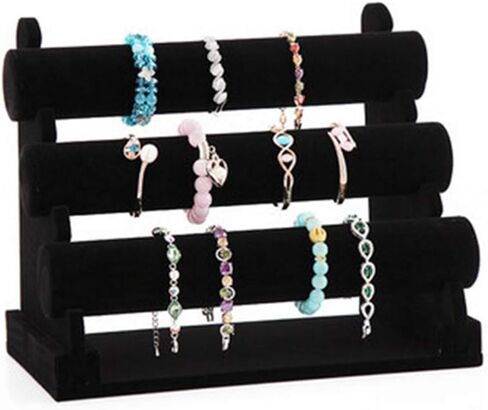 PowerKing 2 Tier Velvet Jewelry Stand Display, T-Bar Jewelry Organizer, Bracelet Holder for Bracelet Necklace Watch in Saudi Arabia