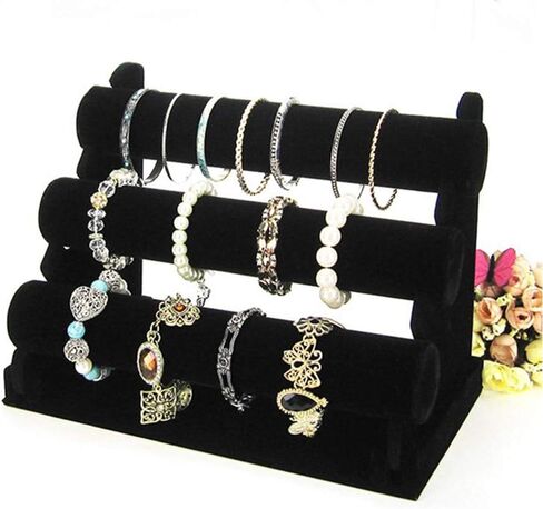 PowerKing 2 Tier Velvet Jewelry Stand Display, T-Bar Jewelry Organizer, Bracelet Holder for Bracelet Necklace Watch in Saudi Arabia