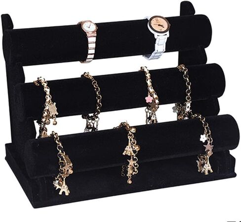 PowerKing 2 Tier Velvet Jewelry Stand Display, T-Bar Jewelry Organizer, Bracelet Holder for Bracelet Necklace Watch in Saudi Arabia