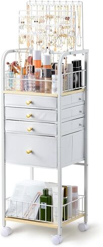 منظم حامل المجوهرات Lineware، منظم مكياج المجوهرات مع 4 أدراج لصندوق المجوهرات، منظم حامل مجوهرات كبير لحلق القرط والقلادة والسوار in Kuwait