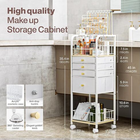 منظم حامل المجوهرات Lineware، منظم مكياج المجوهرات مع 4 أدراج لصندوق المجوهرات، منظم حامل مجوهرات كبير لحلق القرط والقلادة والسوار in Kuwait