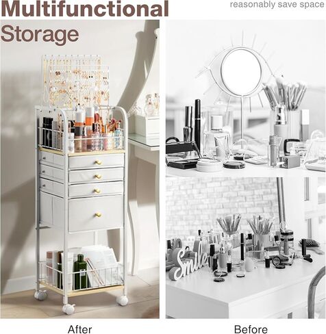 منظم حامل المجوهرات Lineware، منظم مكياج المجوهرات مع 4 أدراج لصندوق المجوهرات، منظم حامل مجوهرات كبير لحلق القرط والقلادة والسوار in Kuwait