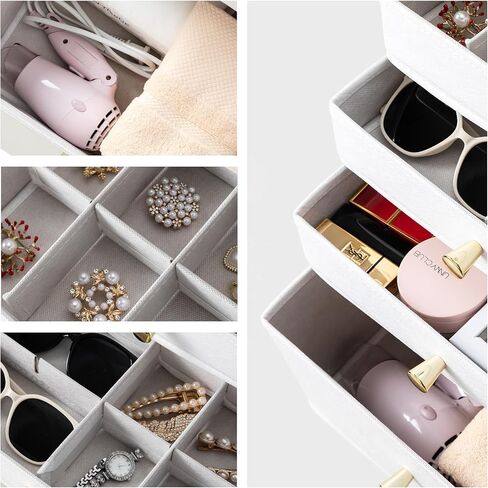 منظم حامل المجوهرات Lineware، منظم مكياج المجوهرات مع 4 أدراج لصندوق المجوهرات، منظم حامل مجوهرات كبير لحلق القرط والقلادة والسوار in Kuwait