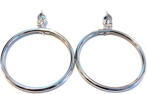 Clip on Earrings Silver Tone Clip Earrings 3 Inch Hoop Earrings in Saudi Arabia