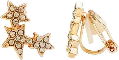 SELOVO Rhinestone Star Clip on Stud Earrings Crystal Rose Gold Tone in Saudi Arabia