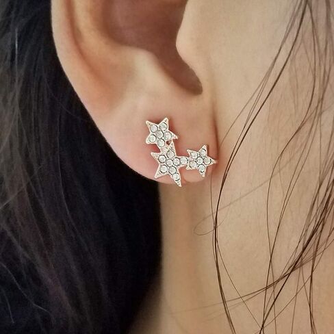 SELOVO Rhinestone Star Clip on Stud Earrings Crystal Rose Gold Tone in Saudi Arabia